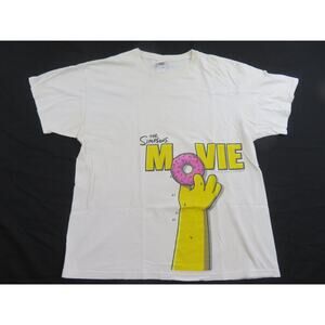 The Simpsons Movie Doughnut White T-shirt Sz XL Y2K